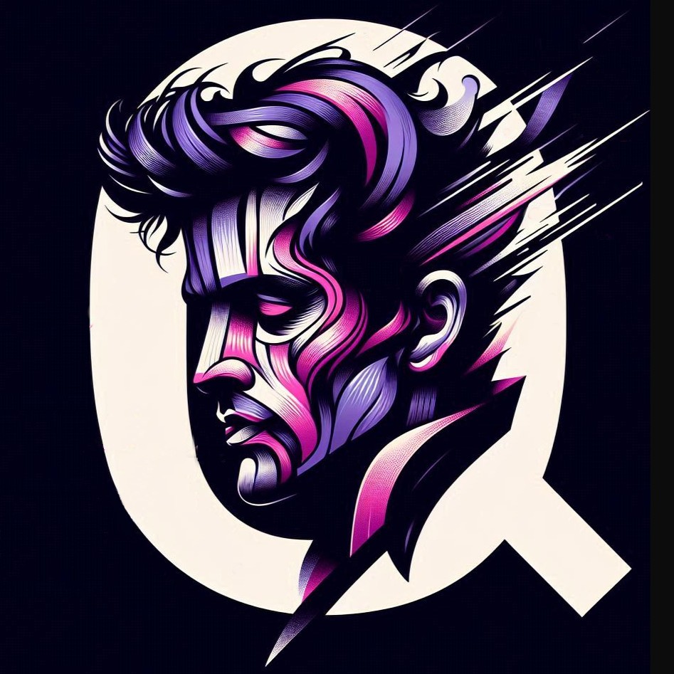 QuiQue logo with abstract design